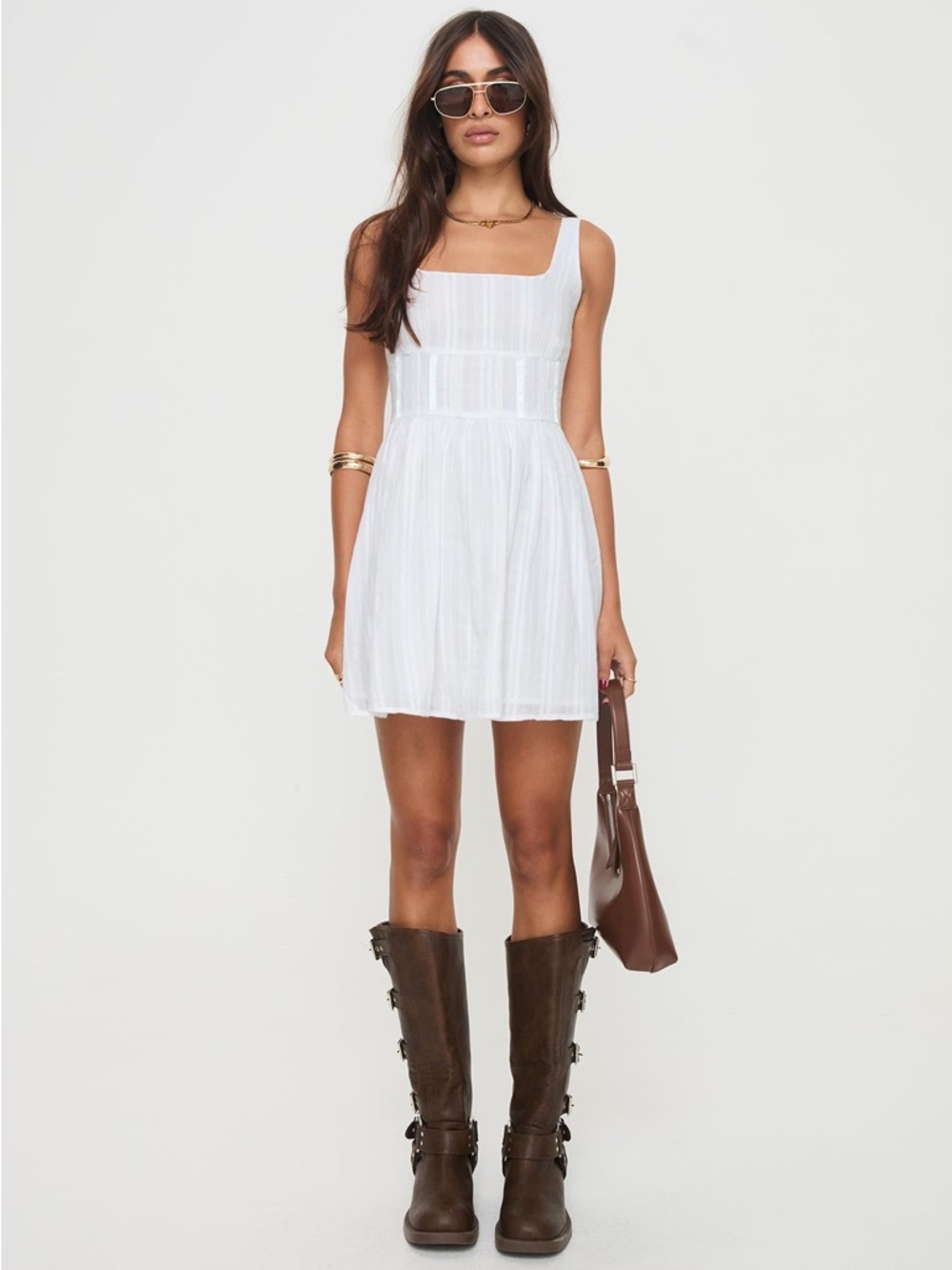 NEW Princess Polly Lorinda White Cotton Mini Dress Cottagecore Graduation Bridal - Picture 9 of 12